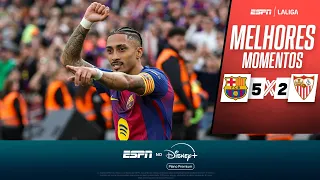 RAPHINHA METE 'HAT-TRICK' NA GOLEADA ABSURDA DO BARCELONA CONTRA O SEVILLA | MELHORES MOMENTOS