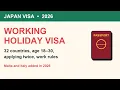 Japan Working Holiday Visa 2026: 32 Countries, Age 18–30, Applying Twice, Work Rules