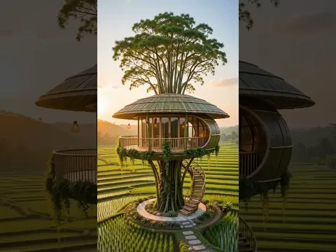 Building a bamboo masterpiece in the rice fields 🎋🏗️ #handmade #bamboo
