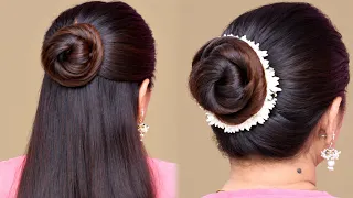 Best & Easy ✨ Simple Juda Bun Hairstyle Girl For Long Hair | Simple Quick Updo Hairstyle For Women