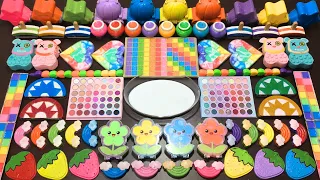 RELAXING WITH COLORFUL VS RAINBOW SLIME ! Mixing MAKEUP, CLAY & Glitter into GLOSSY Slime !!!
