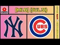 New York Yankees vs Chicago Cubs MLB Baseball July 31 2026 Live SCOREBOARD EN VIVO