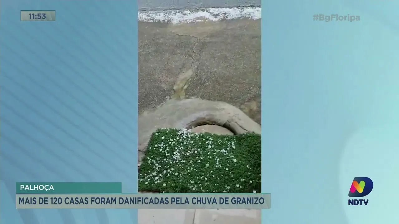 Mais de 120 casas, em Palhoça, foram danificadas com a chuva de granizo no último domingo