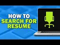 How To Search For Resume On Ziprecruiter Quick Tutorial