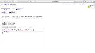 Logic 1 lastDigit Java Tutorial codingbat com