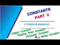 Constants in C - part II Basic Concepts of C Programming Lec 10 C Programming