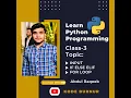 Python Tutorial Class-3 For Beginners In Urdu or Hindi INPUT IF ELSE FOR LOOP In Python