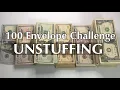 100 ENVELOPE CHALLENGE UNSTUFFING SAVINGS CHALLENGE COMPLETE JAZZCBUDGETS