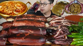 내장가득 녹진한 🦑오징어통찜과 🍜오징어라면 먹방 Steamed Whole Squid MUKBANG
