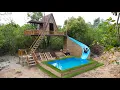 Lagu [ Full Video ] 100 Days Build Tree Villa House with Waterslide To Swimming Pool