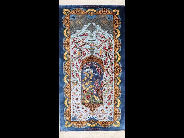 Sadeghzadeh Workshop Tree of Life (Prayer Wall, Vase and Birds) Multi-color x Blue 70 x 136 cm (ID8035)