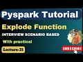 31 Explode Functions in Pyspark Pyspark Tutorial