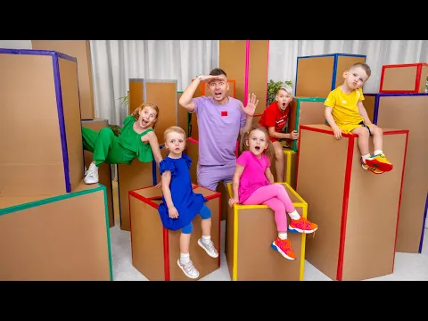 Download MP3 Five Kids Hide and Seek in Boxes Challenge