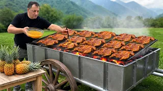 Juicy Huli Huli Chicken Cooked On Massive Rotisserie!