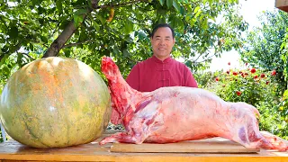 Roasting a Whole Lamb Inside a 42kg Giant Pumpkin! Bet You Never Seen Before! | Uncle Rural Gourmet