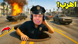 قراند 5 جاتا : انا شرطي ولكن كل دقيقة مصيبة | GTA V !! 👮‍♂️😭