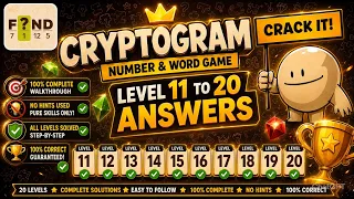 CRYPTOGRAM Number Word Game Level 11-20 Walkthrough