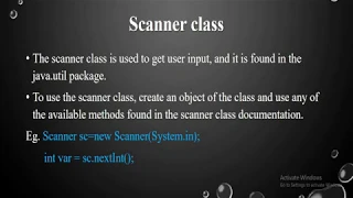 LECTURE 9 GETTING USER INPUT USING SCANNER CLASS IN JAVA