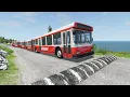 Download Lagu Long Bus, City Bus, School Bus vs Massive Speed Bumps - BeamNG.Drive