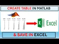 How to Create and Display a Table in MATLAB and Save it in EXCEL