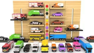 learn colors with multi level parking toy street vehicles educational videos cars for kids