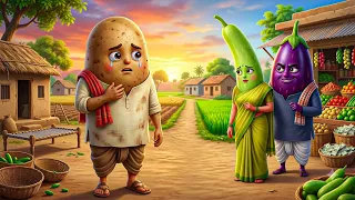 Vegetable love Story | Aalu ko diya Loki Ne Dokha💔| Vegetable Cartoon in Hindi #kahani