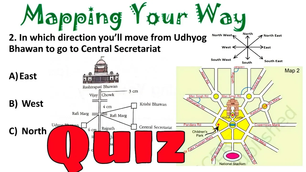 QUIZ (Test Yourself) / Mapping Your Way / Class-5 Maths / NCERT MCQ question answers