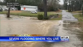 Flooding seen throughout WTVA viewing area on Saturday