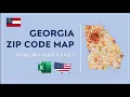 Georgia Zip Code Map in Excel - Zip Codes List and Population Map