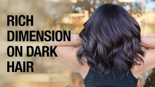 How to Add Dimension to Dark Hair Rich Low-Contrast Highlight Lowlight Tutorial Kenra Color