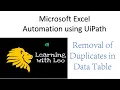 Merge Activity to Remove Duplicates using Invoke Method in Data Table UiPath RPA Excel Automation