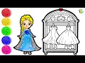 Draw and Dress Up Elsa for girls - How to draw Princess Dress