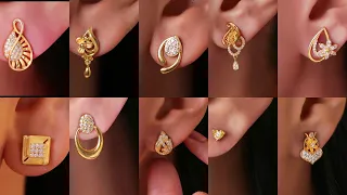Dilywear gold stud earrings/ modern and lightweight earrings