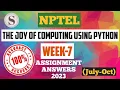 The Joy of Computing using Python NPTEL WEEK-7 Quiz Assignment answers 2023