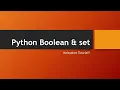 Python Boolean and Python Set Python programming language Data Types Malayalam Tutorial