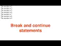 Continue and Break Statement For loop JavaScript HTML