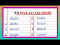 50 Five Letter Words Five Letter Words in English