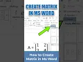 How to Create Matrix in Ms word Mathematics in MS Word Maths Equation in Ms word