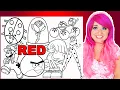 Coloring All RED Characters Pictures Mario Knuckles Miraculous Ladybug Angry Birds More