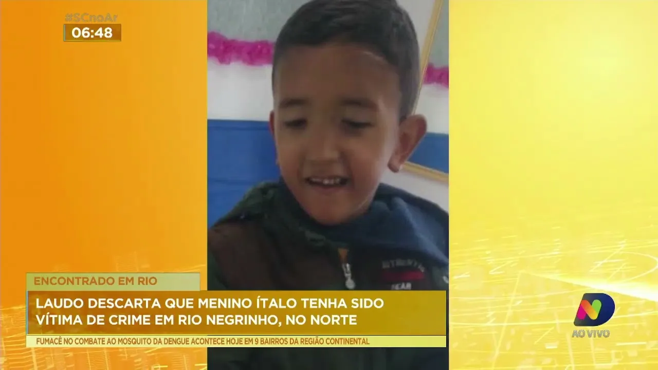 Laudo descarta que menino Ítalo tenha sido vítima de crime em Rio Negrinho, no Norte