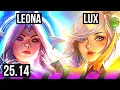 Lagu LEONA \u0026 Jhin vs LUX \u0026 Senna (SUP) | KR Master | 25.14