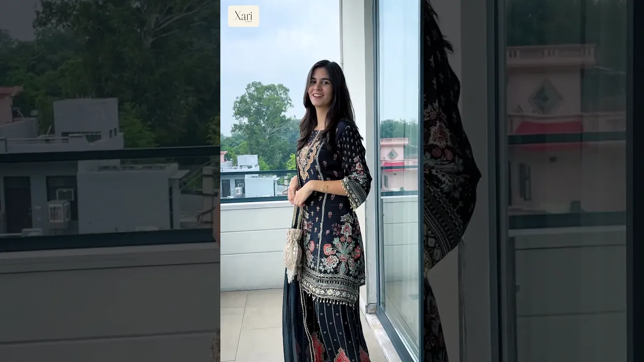 Black Pure Crepe Party Wear Suit