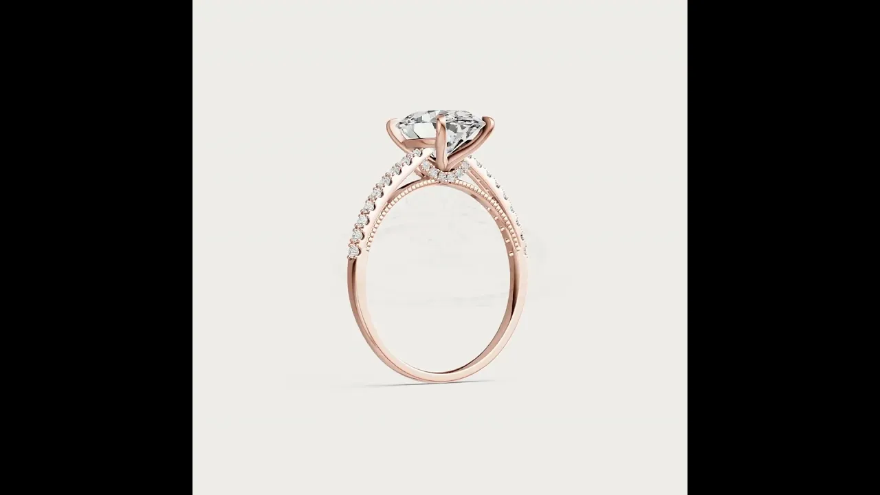 Melina丨Oval Cut Pave Solitaire 2CT Lab Grown Engagement Ring