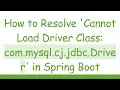 How to Resolve Cannot Load Driver Class com mysql cj jdbc Driver in Spring Boot
