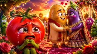 आलू ने दिया टमाटर को धोखा 😭🍅 | बैंगन से कर ली शादी 🍆💔 | Emotional Sabji Cartoon Story in Hindi | 