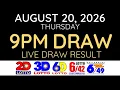 LIVE PCSO Lotto Result Today 9pm August 20 2026 - Ez2 Result and Swertres Result
