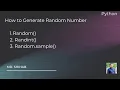 How to Generate Random Number in Python