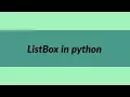 ListBox in Python Meet Python Learn Python