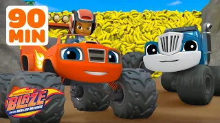 Baby Monster Machines SMASH Bananas More Food Rescues Races Blaze And The Monster Machines 