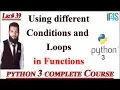 Python Tutorial in Urdu Hindi How to use Conditions and Loops in Functions in Python